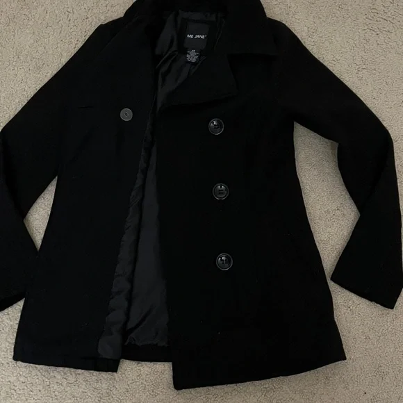Wool Blend Pea Coat, Tapered Fit, Double breasted, Winter warmth, xs - Picture 4 of 5